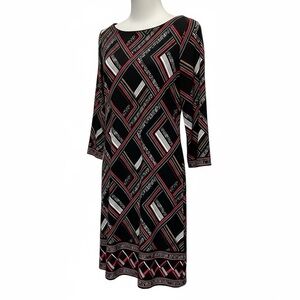 White House Black Market Black and Red Geometric Dress